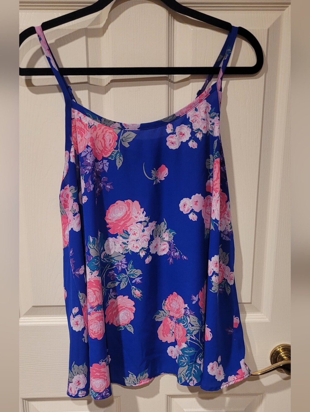 torrid Royal Blue Floral Cami with Pink Roses